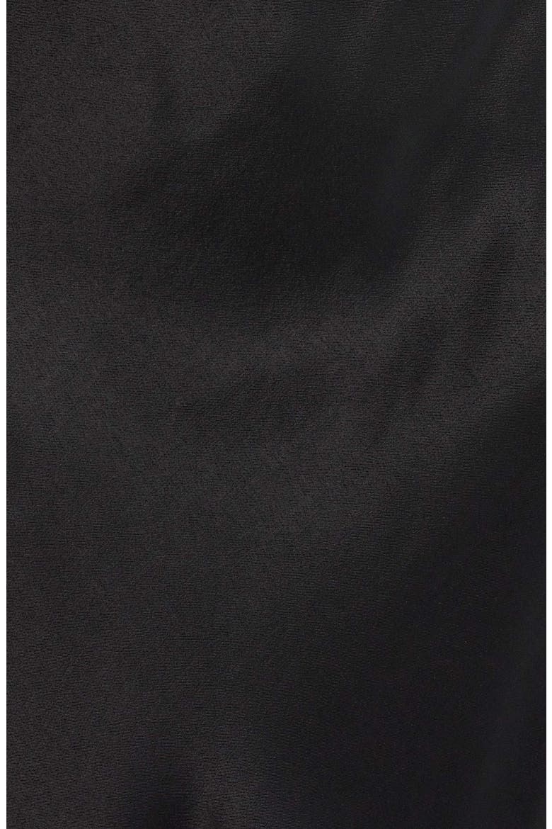Lace Trim Satin Midi Skirt, Alternate, color, BLACK