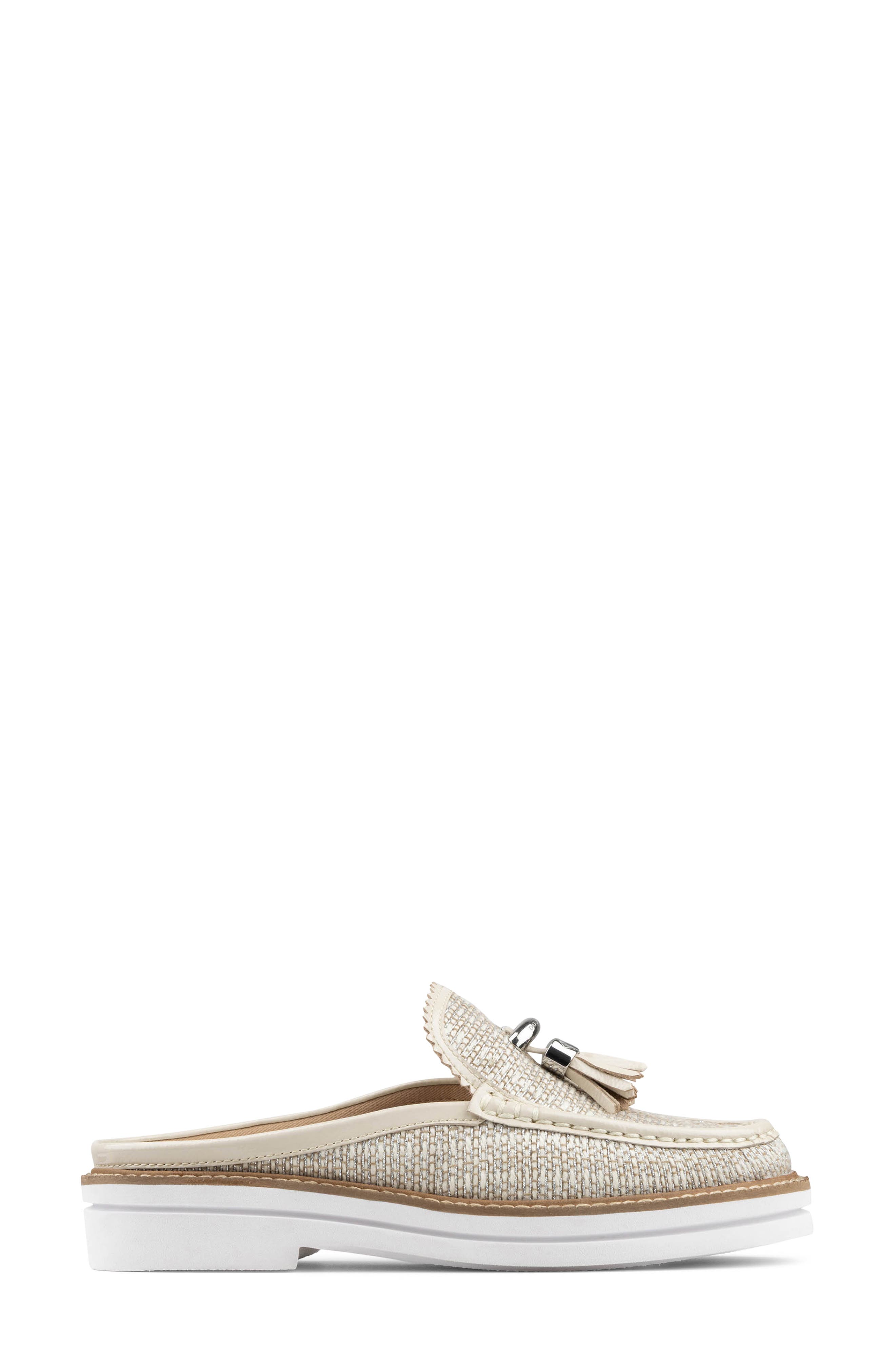 Tassel Mule, Alternate, color, BEIGE/ SILVER