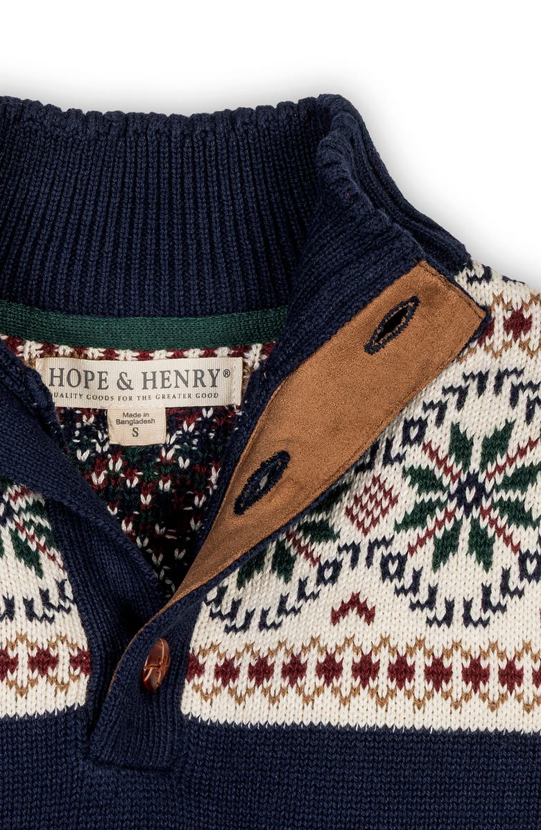 Hope & Henry Kids' Organic Mock Neck Intarsia Sweater, Alternate, color, 