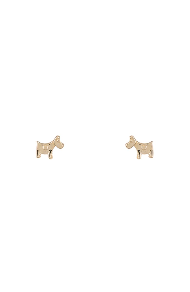KARAT RUSH 14K Yellow Gold Mini Dog Stud Earrings, Main, color,