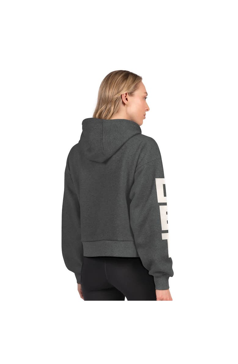 STARTER Women's Starter  Heather Charcoal Detroit Red Wings Star Player Cropped Fleece Hoodie, Alternate, color, Heather Charcoal