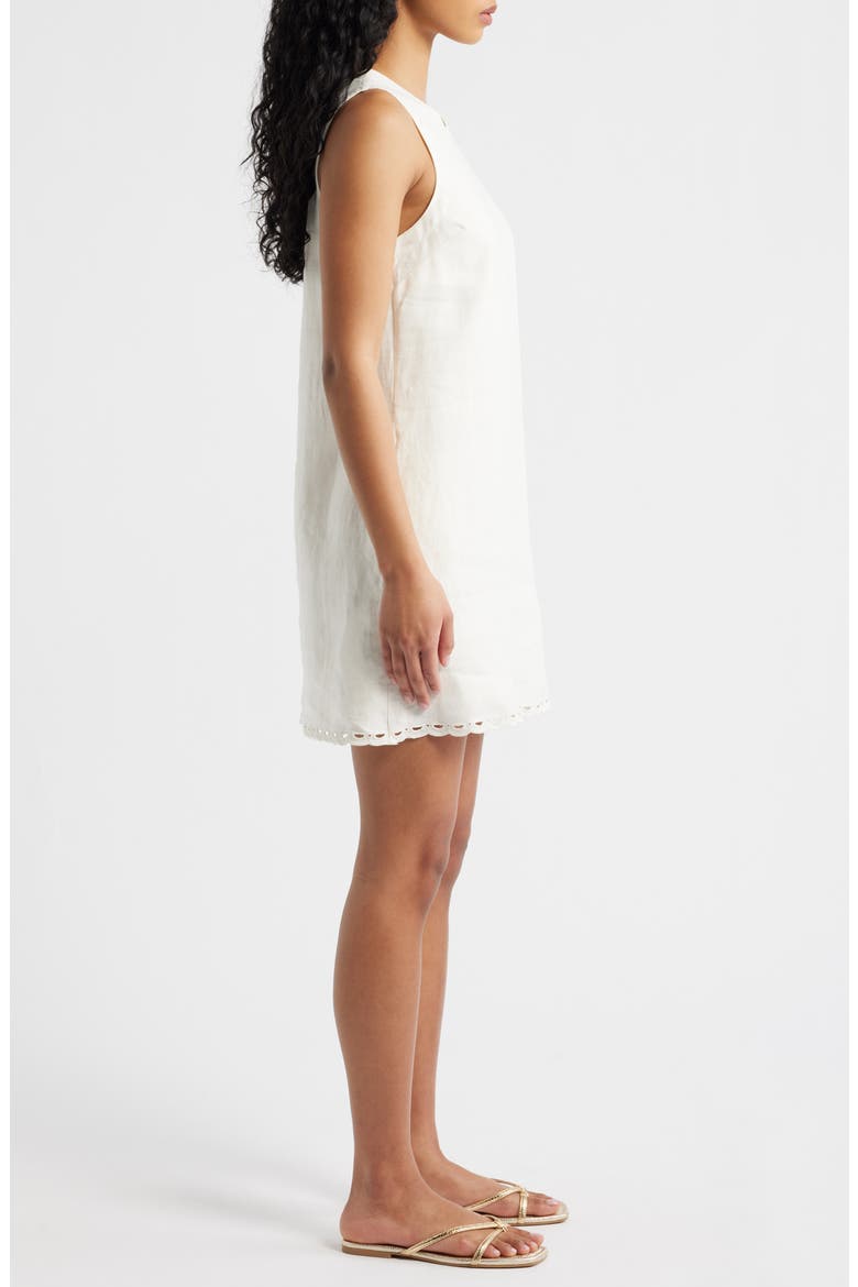 Embroidered Linen Mini Shift Dress, Alternate, color, IVORY LINEN