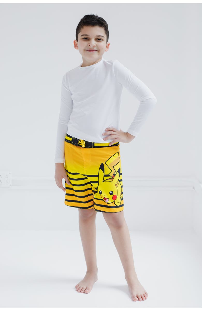 POKEMON Pikachu Swim Trunks, Alternate, color, Yellow Stripes