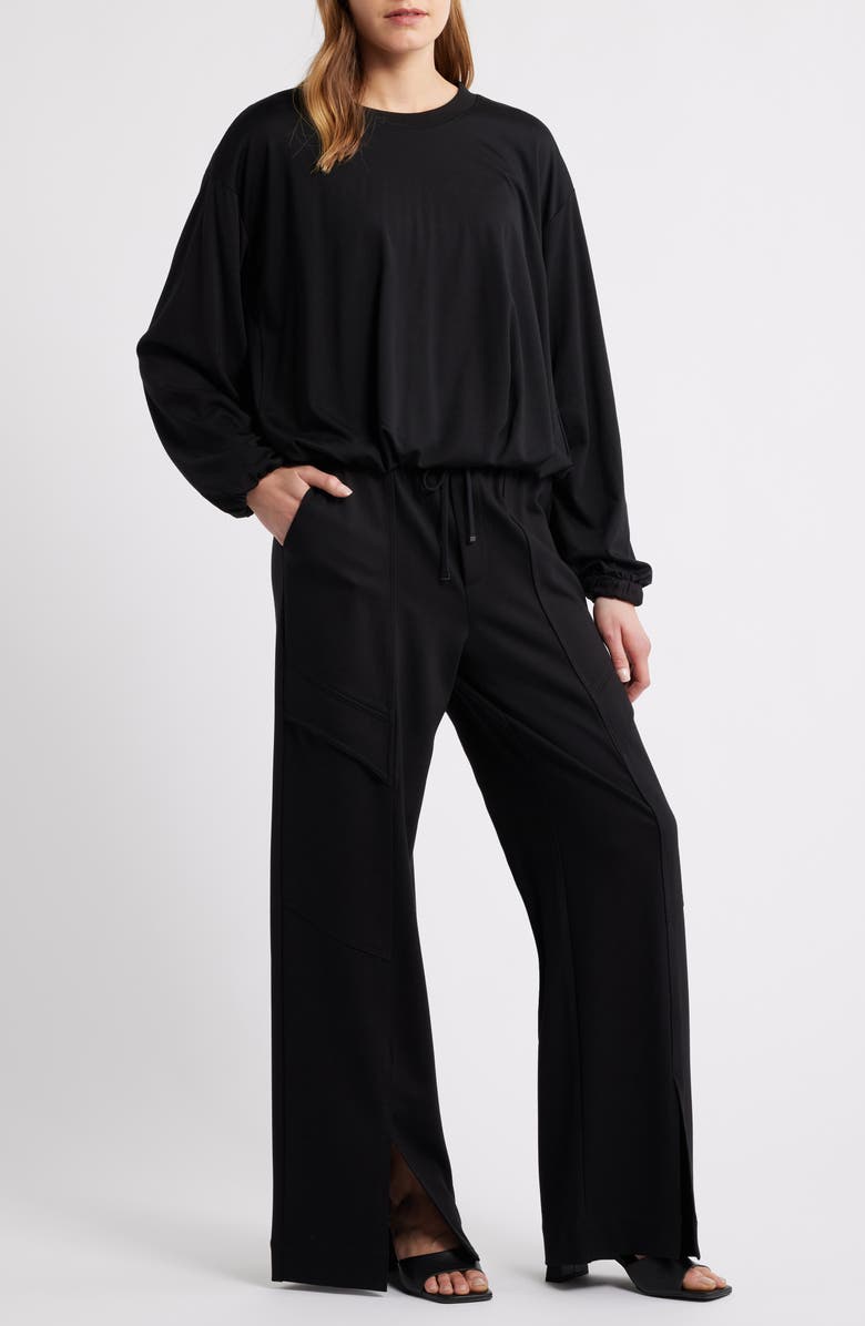 Wit & Wisdom Glider Skyrise Wide Leg Drawstring Pants, Alternate, color, Black