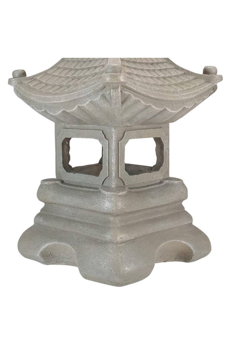 13.5" Dark Gray Pagoda Outdoor Garden Statue, Alternate, color, Gray