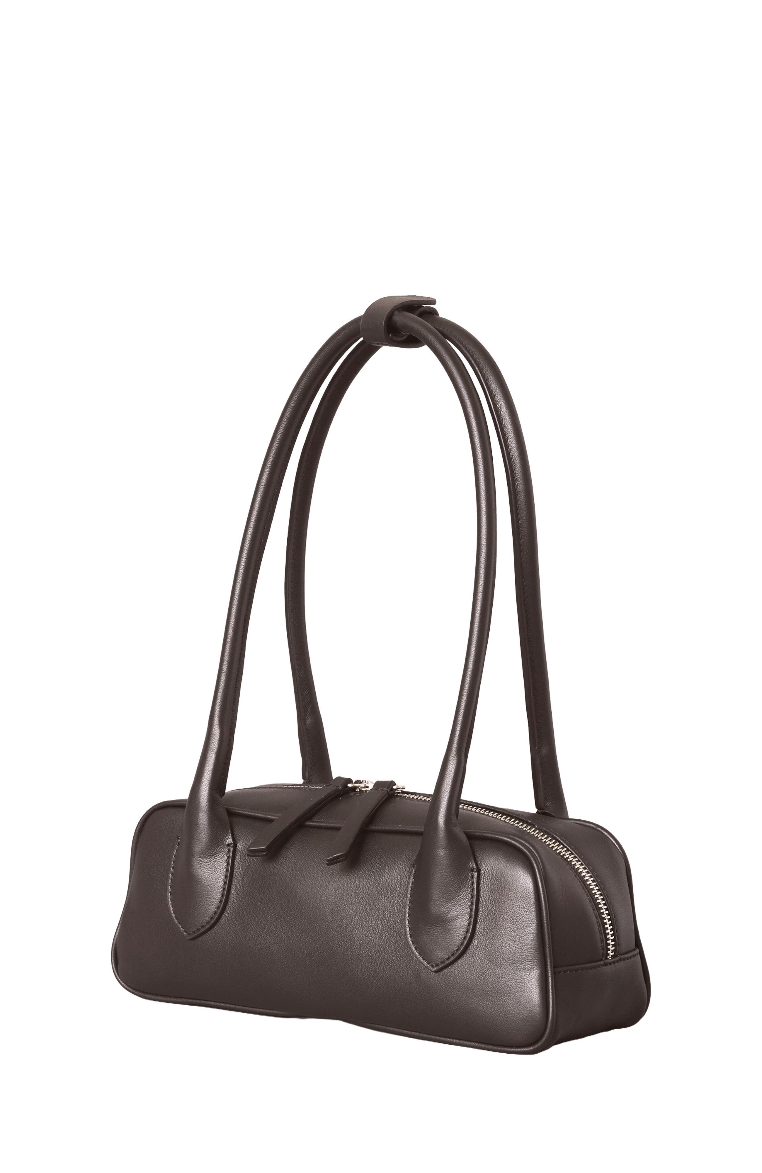 Mini La Strada Leather East West Bag, Alternate, color, Chocolate/Silver