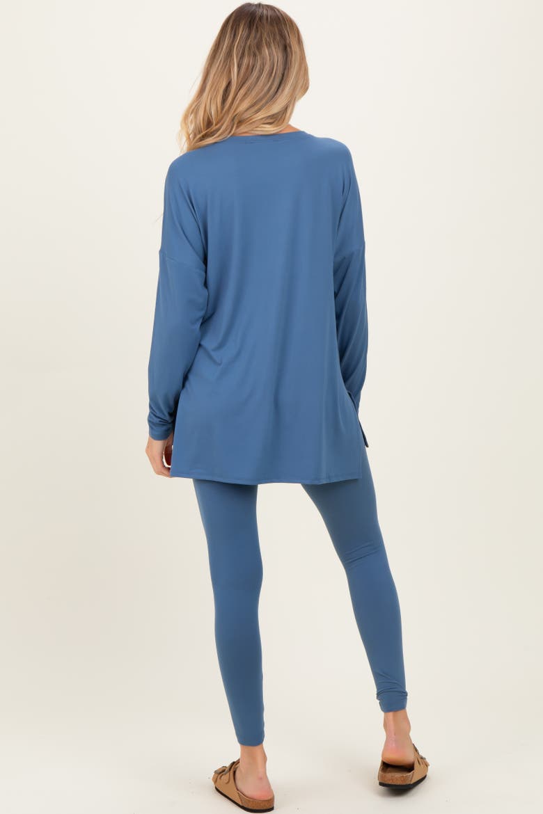 Brushed Knit Oversized Top and Legging Set, Alternate, color, Light Blue