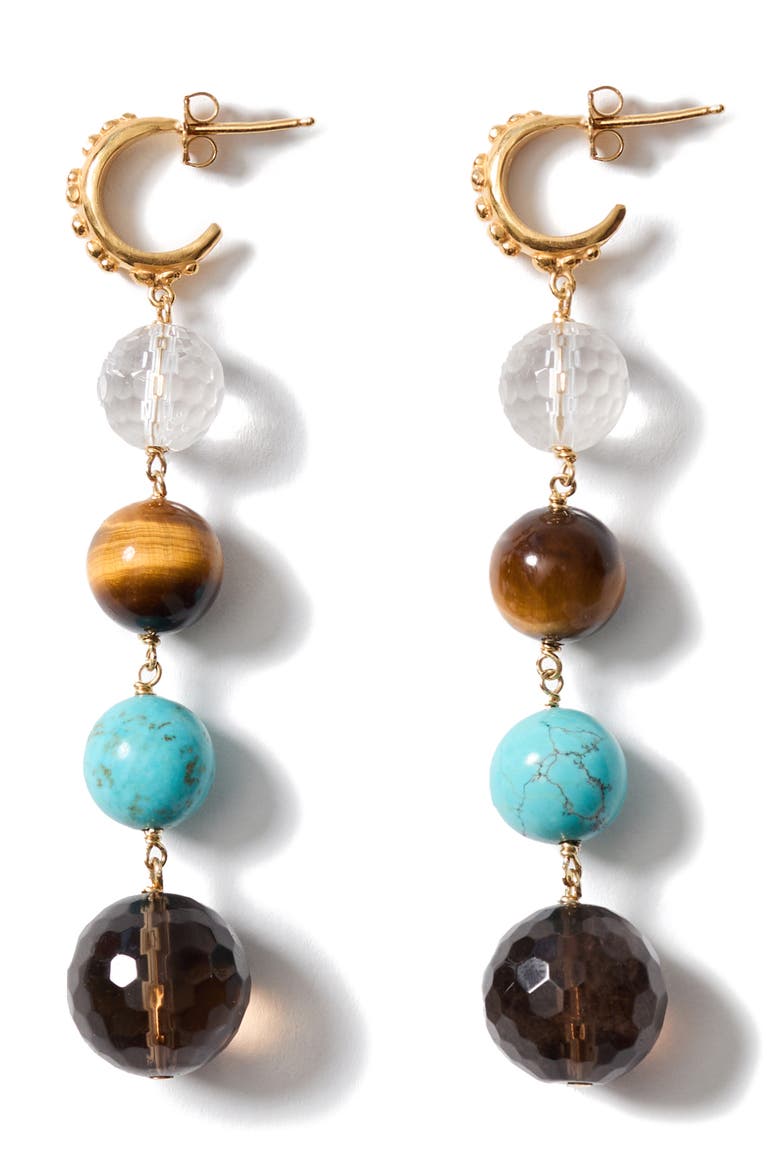 Alto Semiprecious Stone Linear Drop Earrings, Main, color, GOLD MULTI