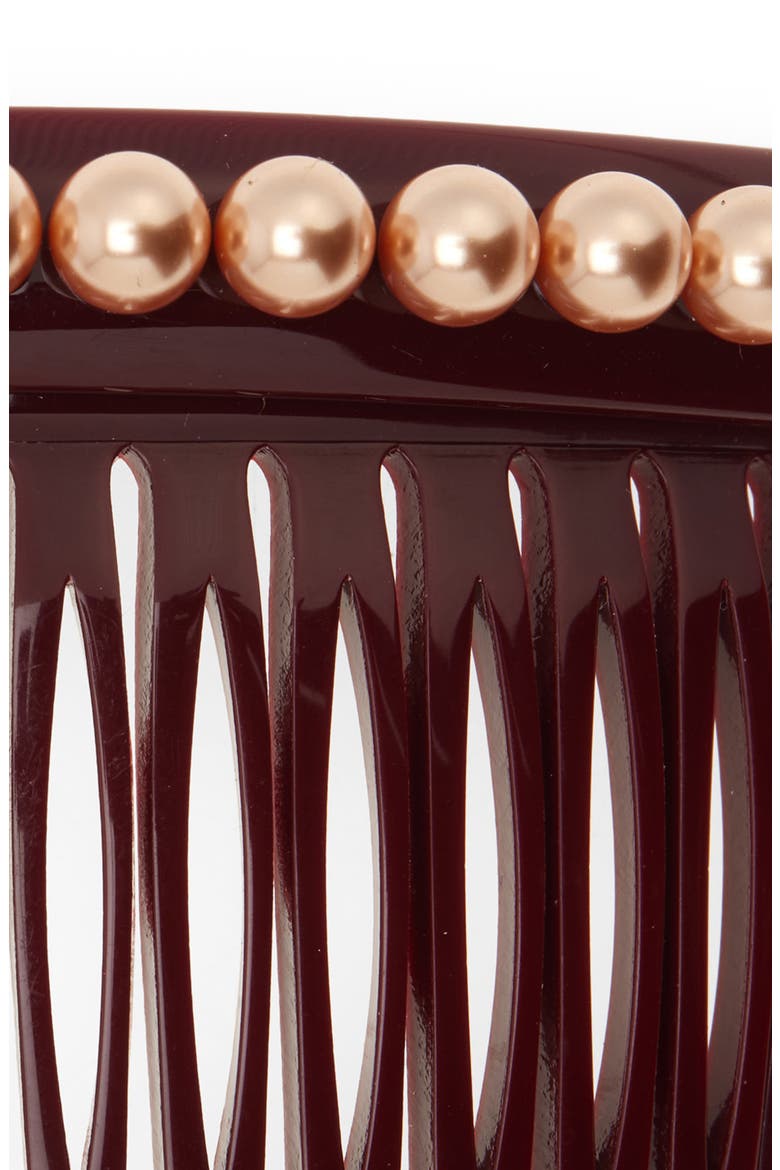 Faux Pearl Hair Comb, Alternate, color, BURGUNDY