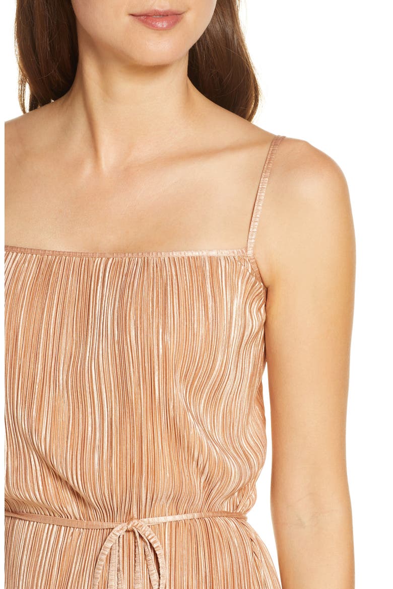 Metallic Plissé Dress, Alternate, color, NUDE