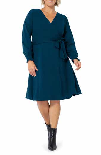 Perfect Long Sleeve Faux Wrap Dress