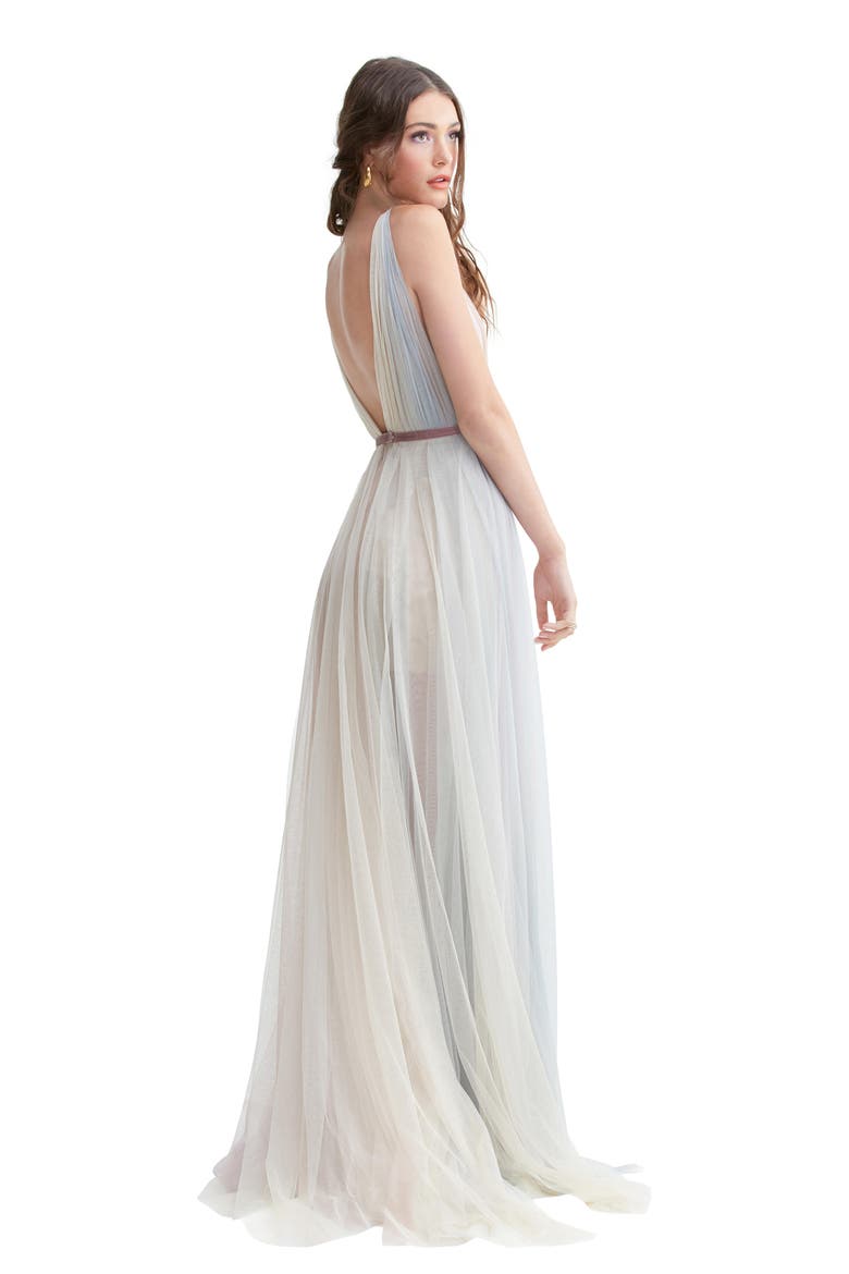 Hutton Rainbow Tulle A-Line Wedding Dress, Alternate, color, HORIZON/ ROSEWOOD