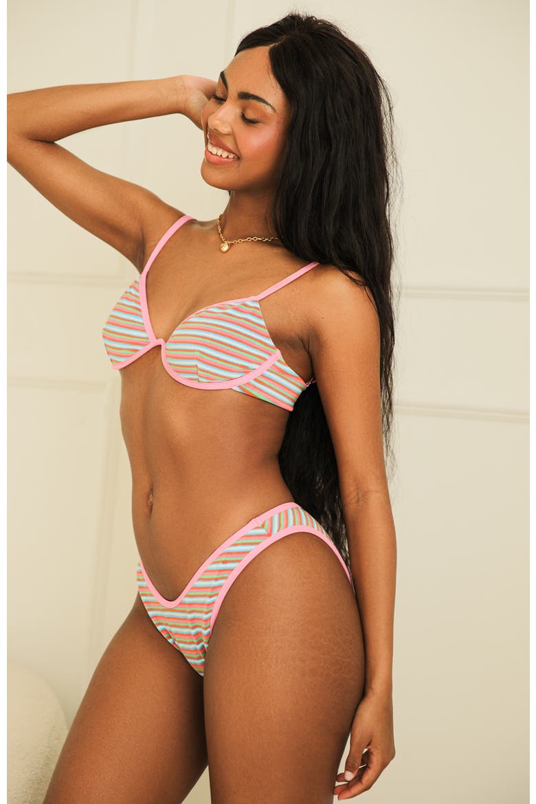 Daphne Underwire Bikini Top, Alternate, color, Watermelon Stripe