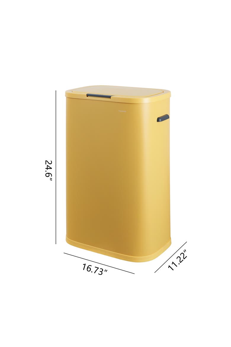 Tammi Kitchen 14.5-Gallon Slim Metal Push Button Trash Can, Alternate, color, Daffodil Yellow