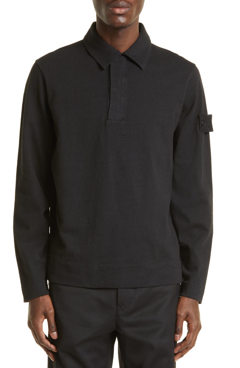 Stone Island Ghost Piece Cotton Fleece Polo Sweatshirt, Main, color,