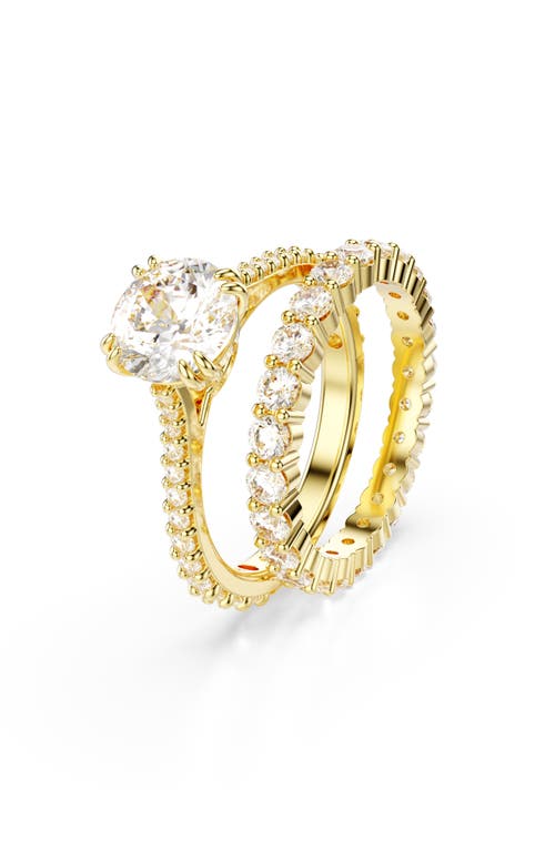 Swarovski Stilla Set Of 2 Crystal Solitaire & Band Rings