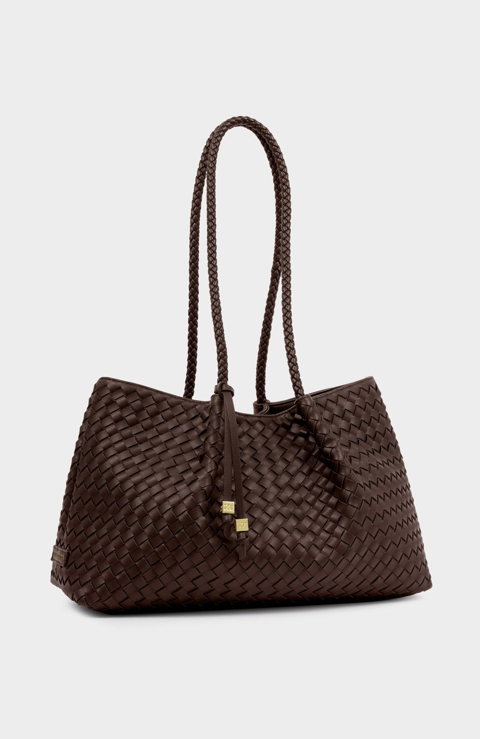 Katie Loxton Nova Hand Woven Small Shoulder Tote, Alternate, color, Chocolate