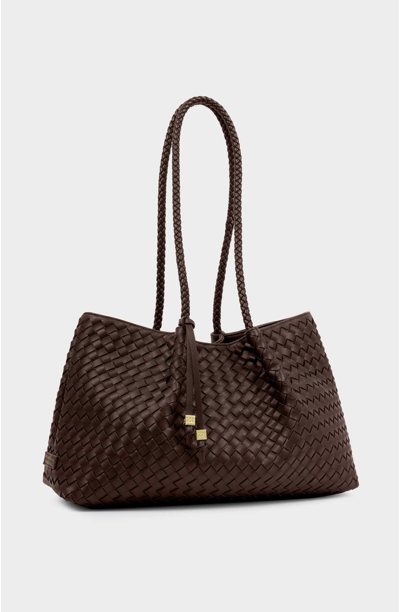 Katie Loxton Nova Hand Woven Small Shoulder Tote, Alternate, color, Chocolate