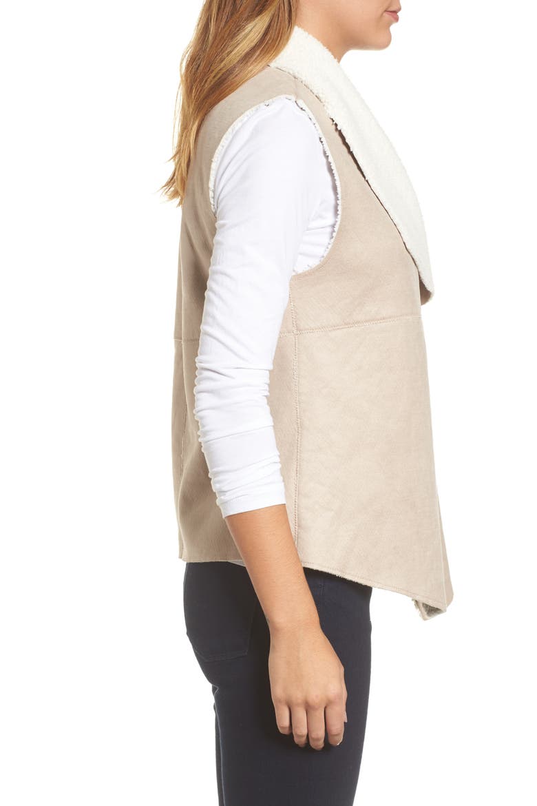 Faux Shearling Backed Knit Vest, Alternate, color, BEIGE