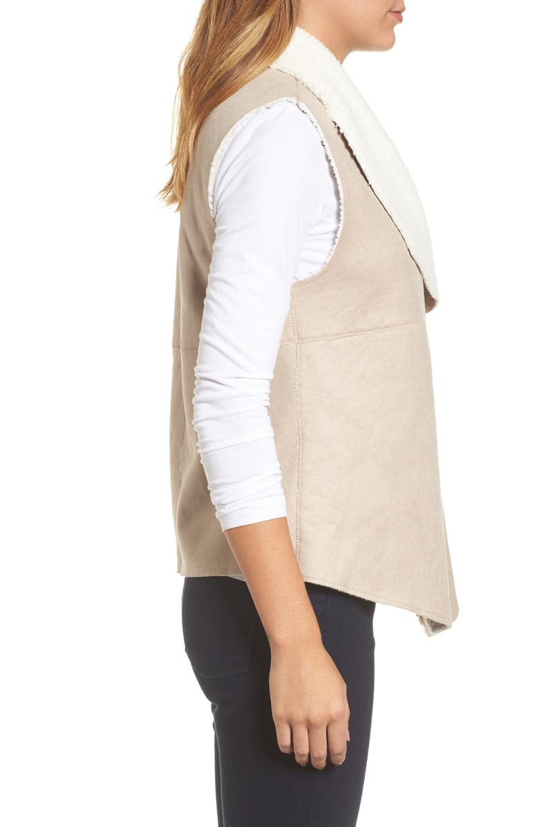 Dylan Faux Shearling Backed Knit Vest, Alternate, color, 