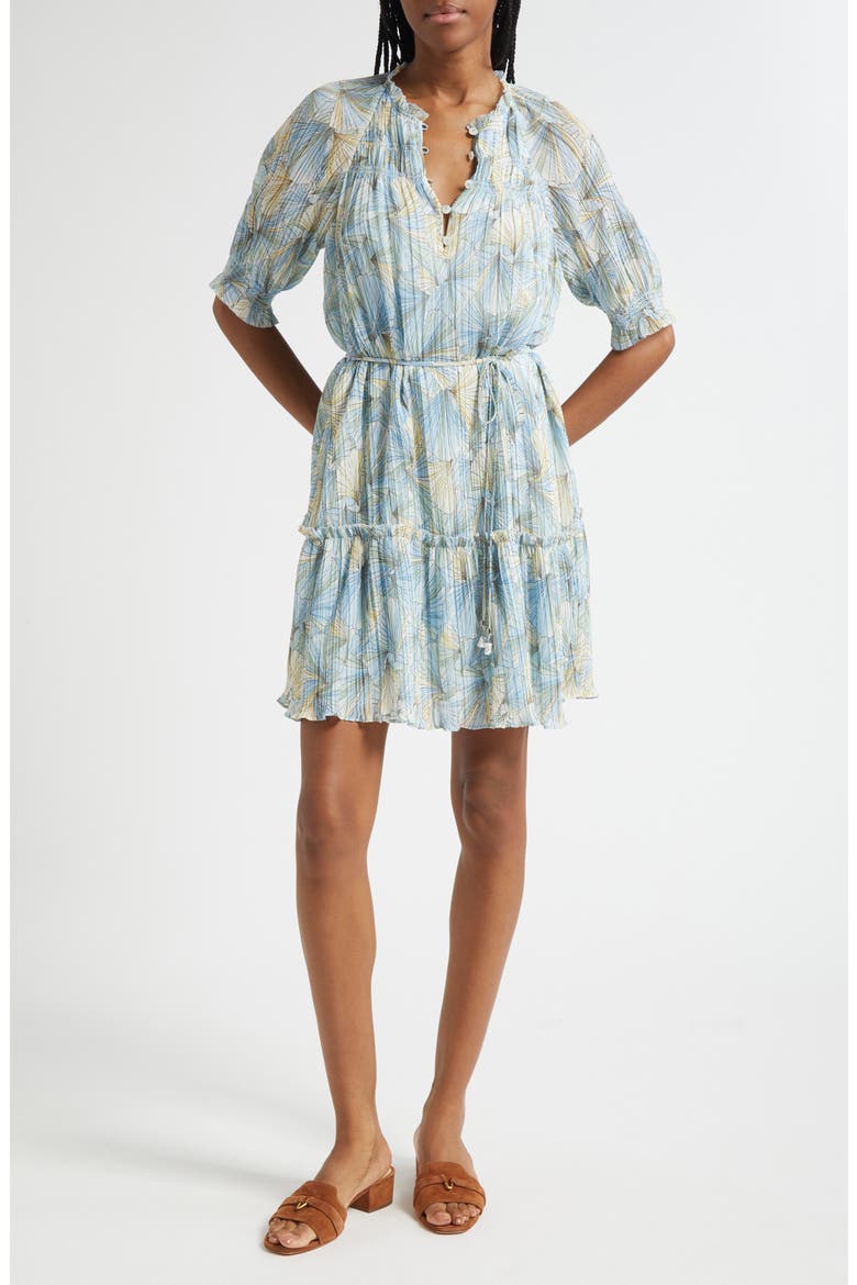 Dorrie Floral Print Tiered Dress, Main, color, POWDER BLUE MULTI