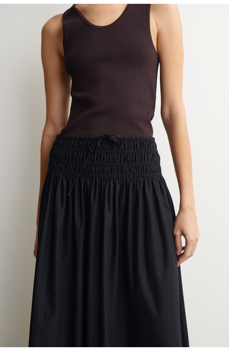COS Ruched-waist Midi Skirt, Alternate, color, Black