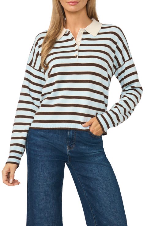 Striped Long Sleeve Polo