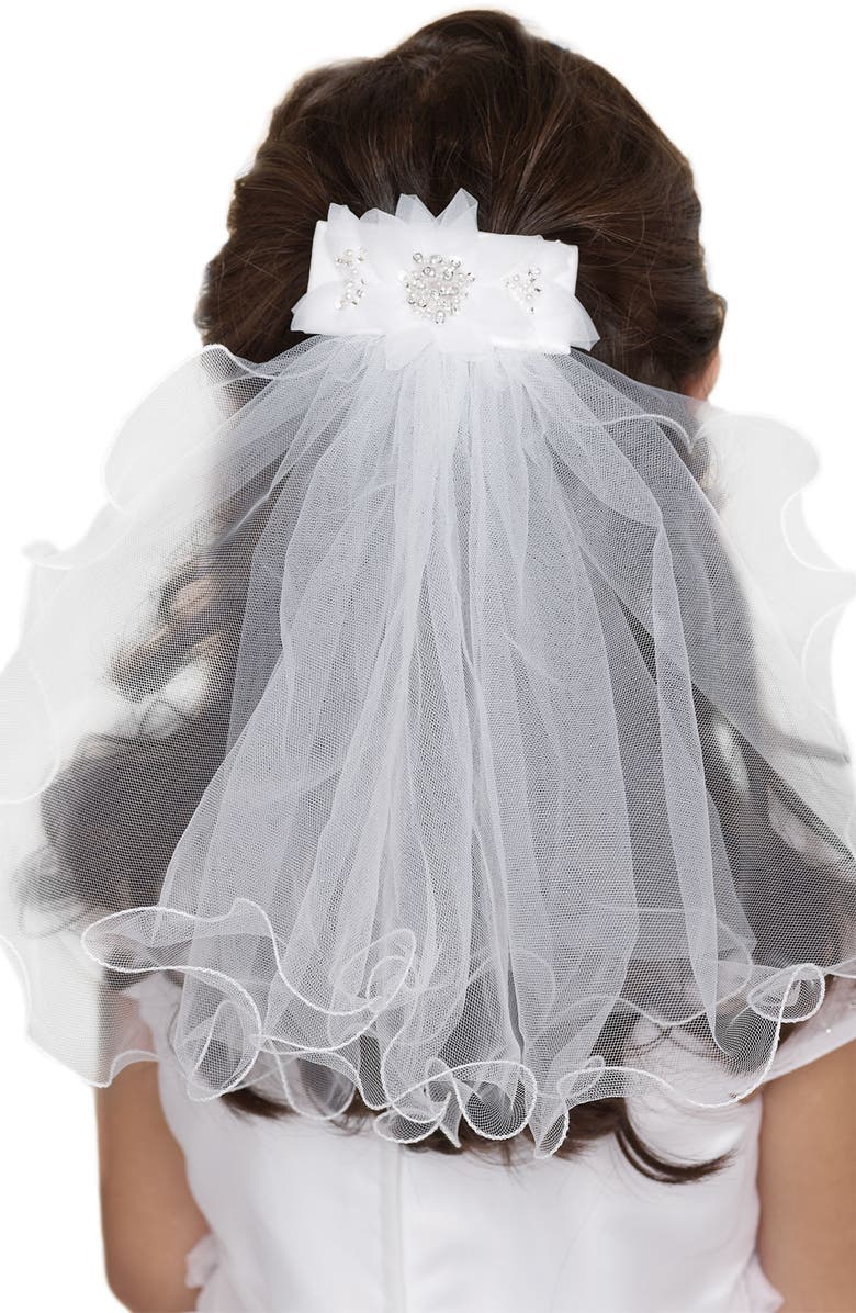 Us Angels Beaded Hair Clip with Veil, Main, color, 