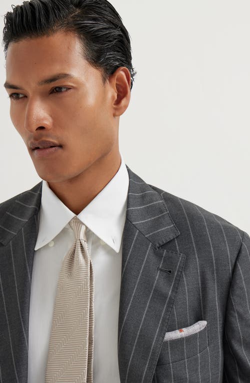 Brunello Cucinelli Chalk-stripe Wool Blazer In Gray