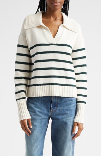 VERONICA BEARD VERONICA BEARD JOVIE STRIPE COTTON SWEATER 