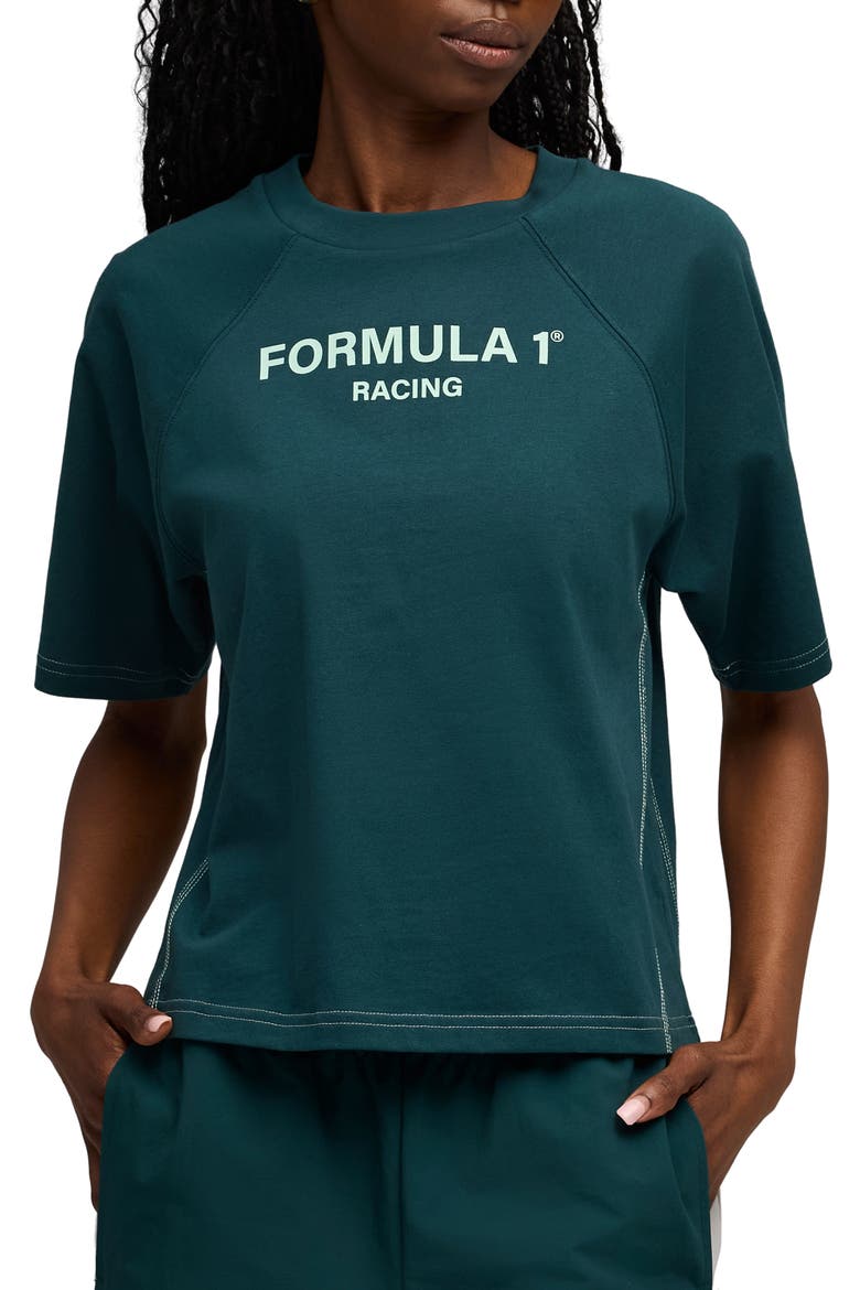 Formula 1® Raglan Sleeve Cotton T-Shirt, Main, color, GREEN TERRAIN