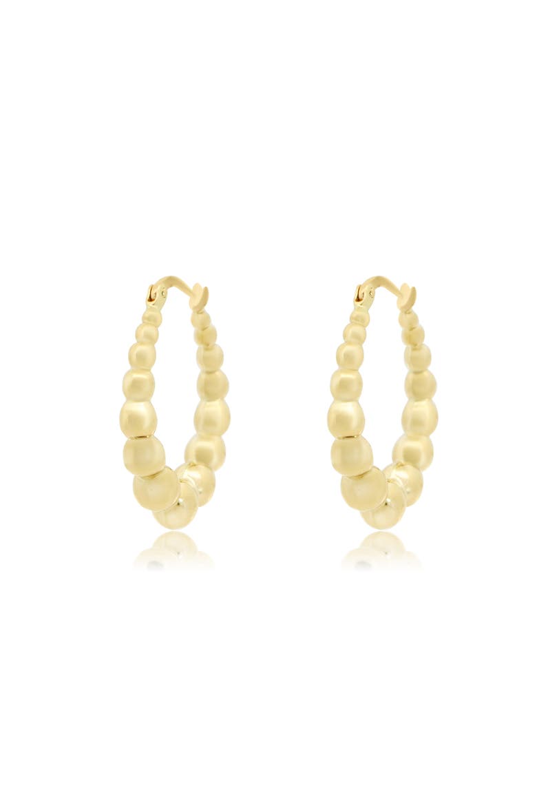 Graduating Bead Hoop Earrings, Alternate, color, Yellow Gold