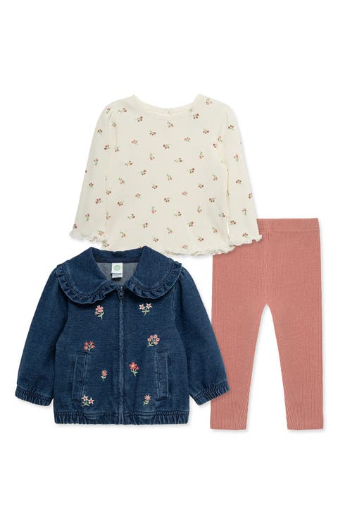 Kids' Floral Jacket, Top & Leggings 3-Piece Set