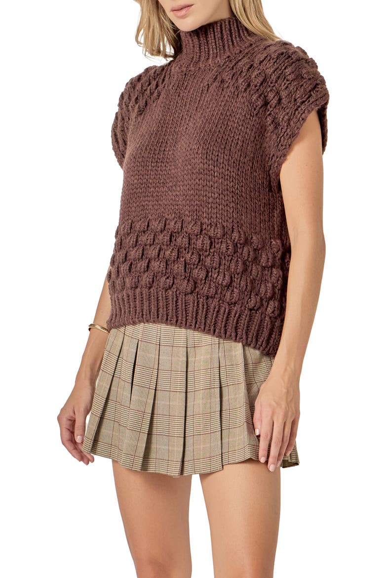 Bubble Turtleneck Sweater, Alternate, color, BROWN