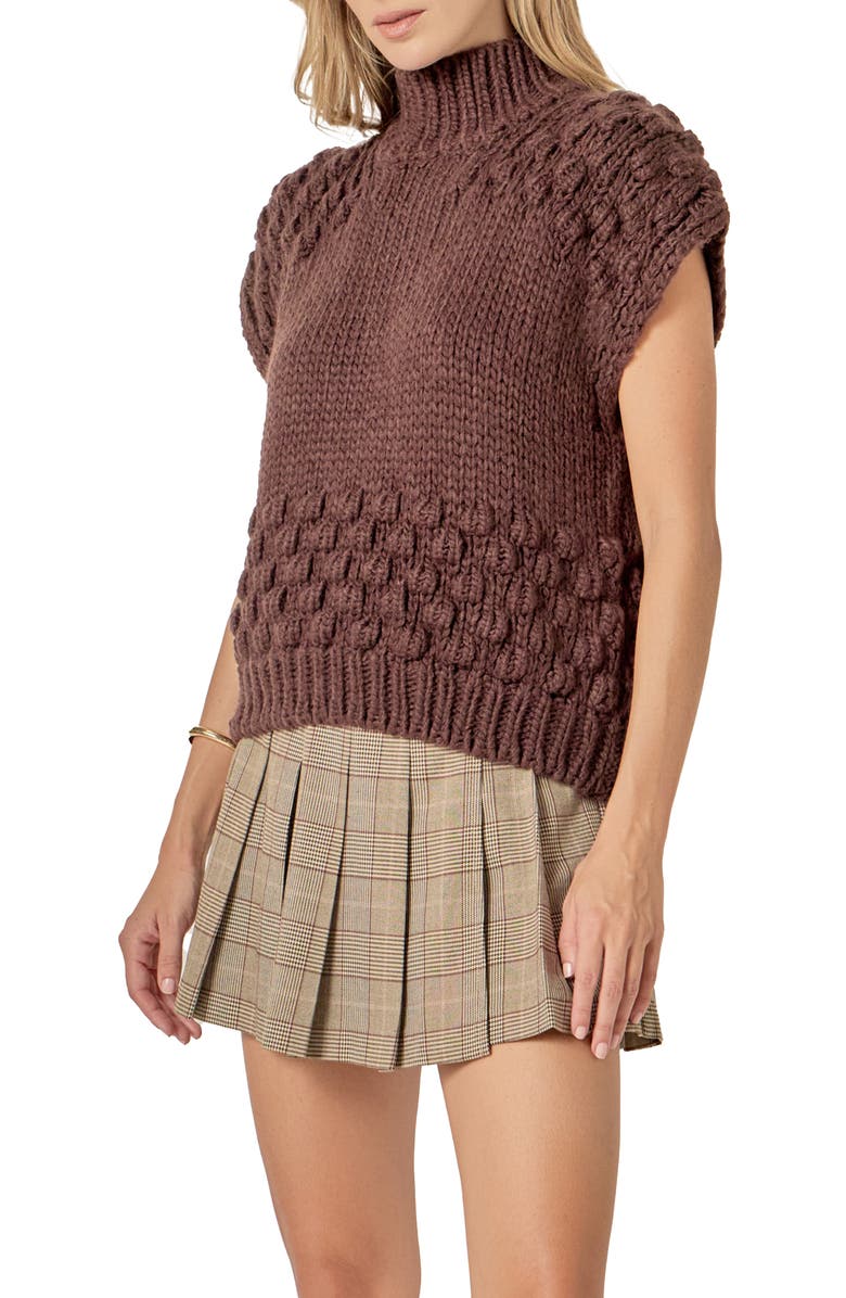 English Factory Bubble Turtleneck Sweater, Alternate, color, Brown