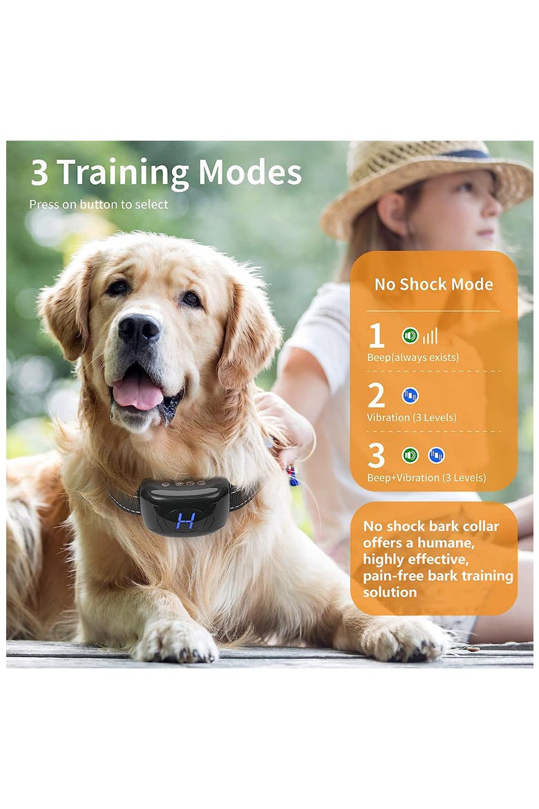 Woofade 3-Level Sensitivity of Tone and Vibration Anti-Bark Dog Collar ...