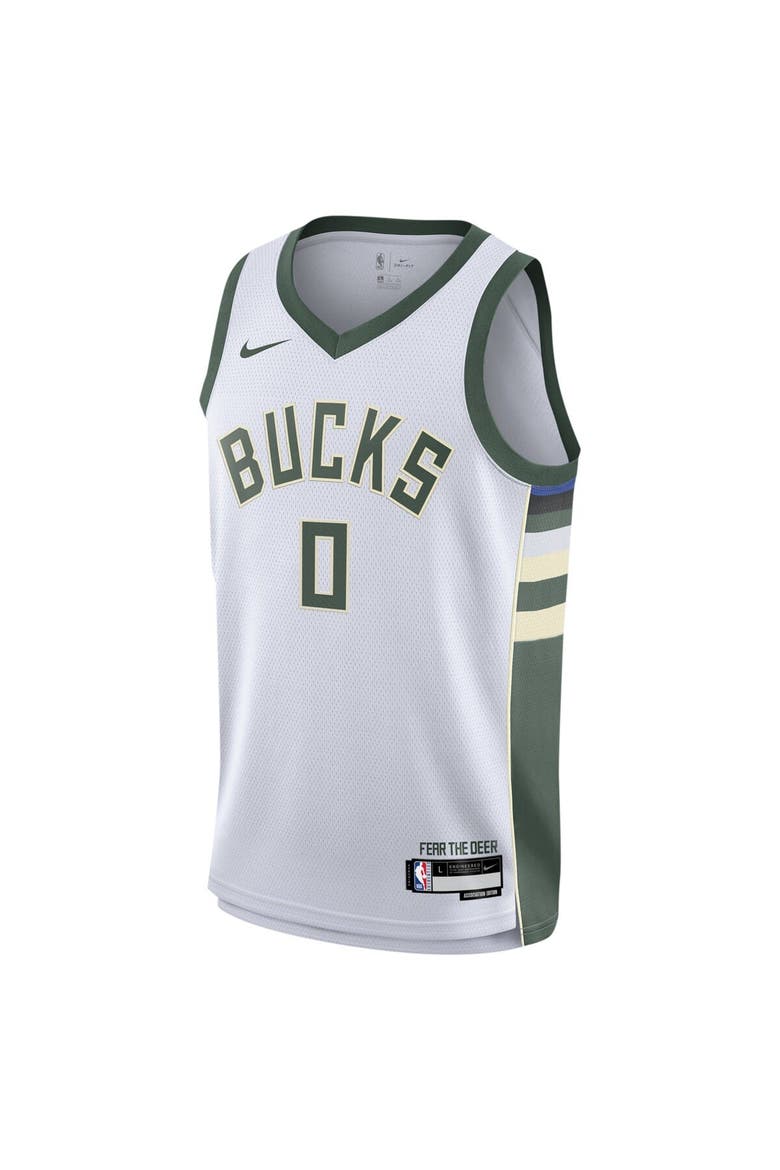 Youth Nike Damian Lillard White Milwaukee Bucks Swingman Jersey - Association Edition, Alternate, color, White
