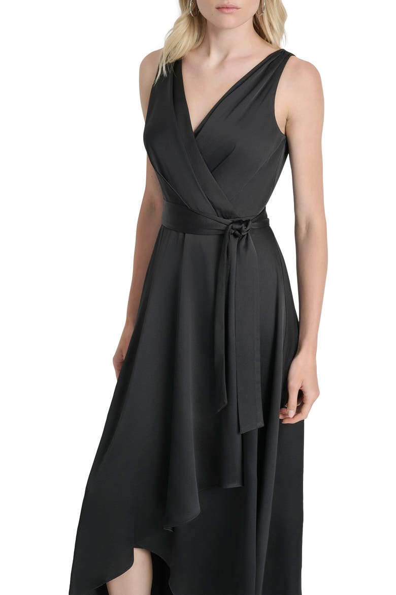 Faux Wrap Maxi Dress, Alternate, color, BLACK