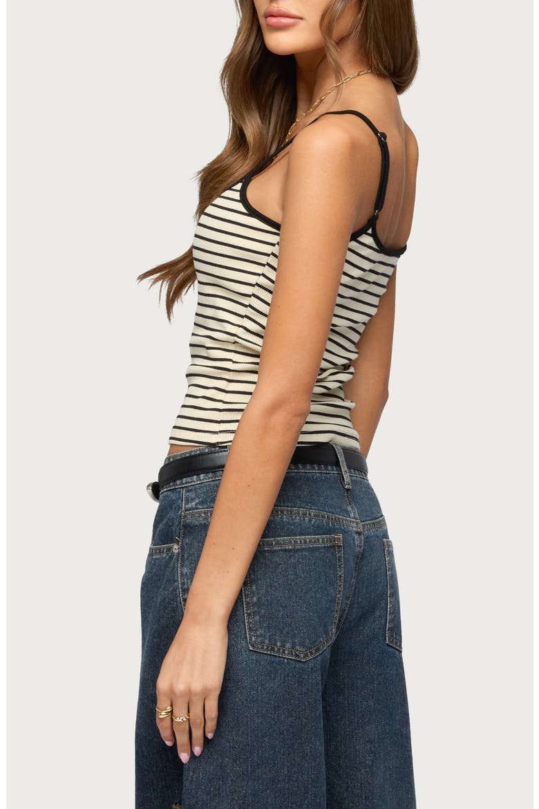 Gretta Stripe Rib Camisole, Alternate, color, CREAM-AND-BLACK