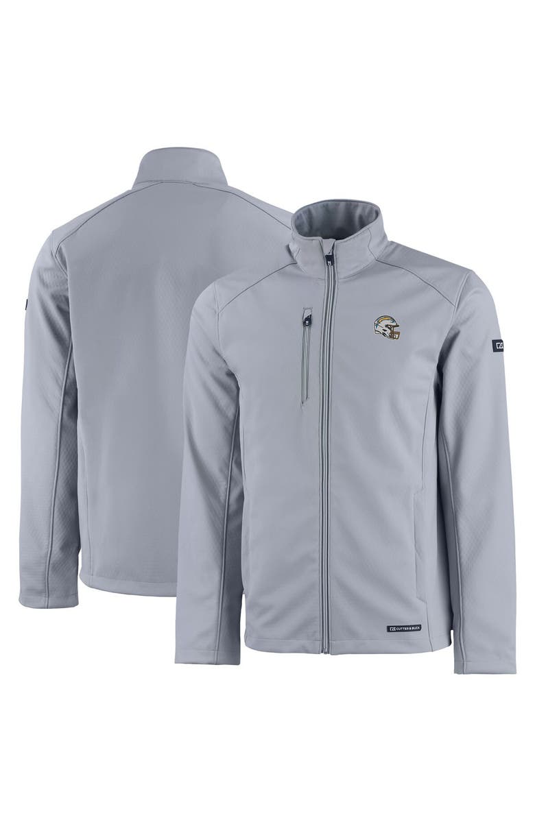 Cutter & Buck Men's Cutter & Buck Gray Los Angeles Chargers Evoke Eco Softshell Recycled Full-Zip Jacket, Main, color, 
