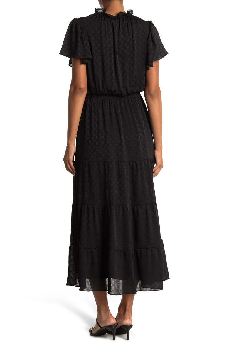 MAX STUDIO Shiny Dot Jacquard Flutter Sleeve Dress, Alternate, color,