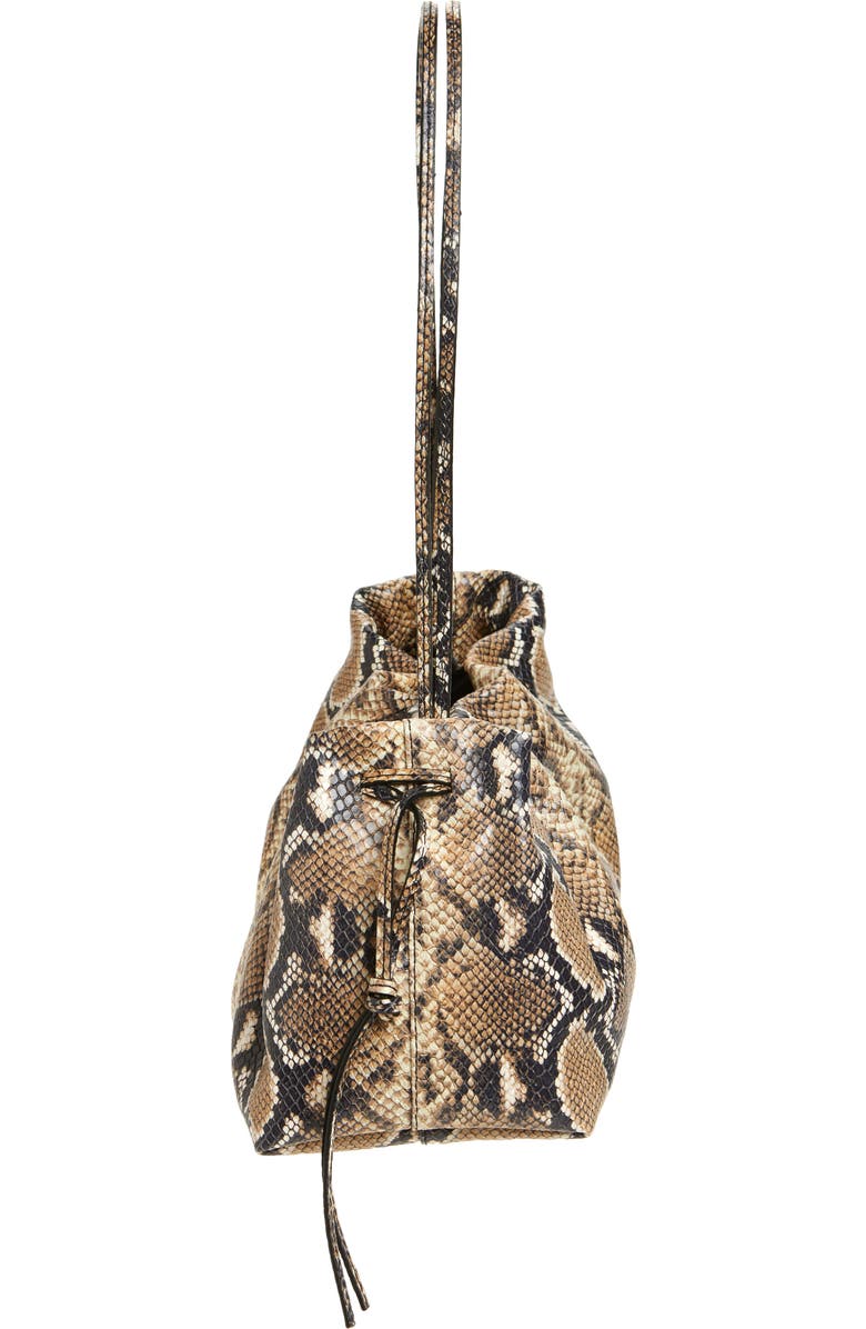 Altuzarra Drawstring Snakeskin Embossed Leather Clutch, Alternate, color, Phyton Macchia