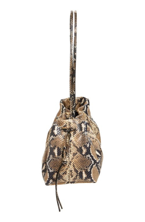 Altuzarra Drawstring Snakeskin Embossed Leather Clutch In Brown