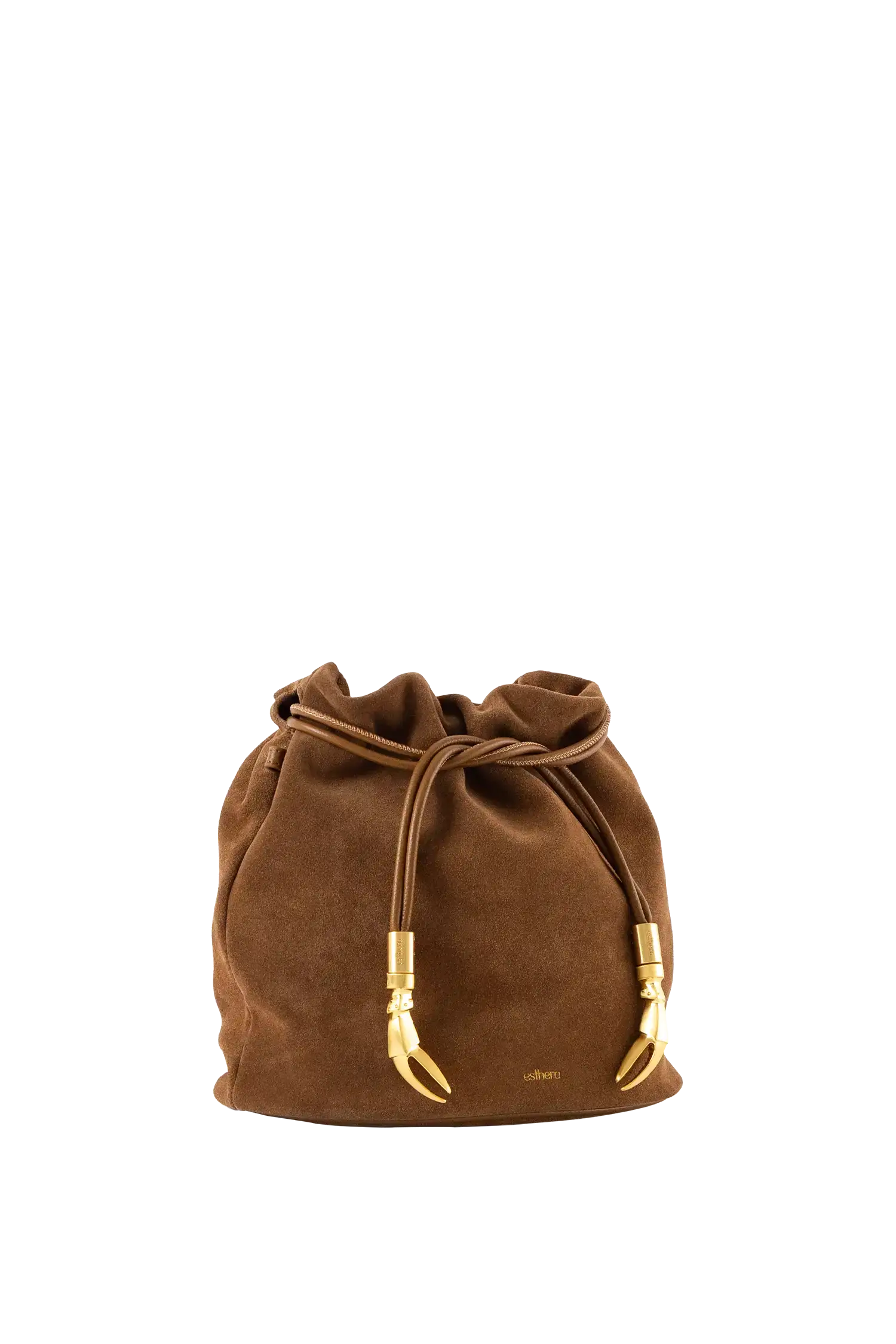 Leather Pouch Bag with Crab Claw, Alternate, color, Caramel