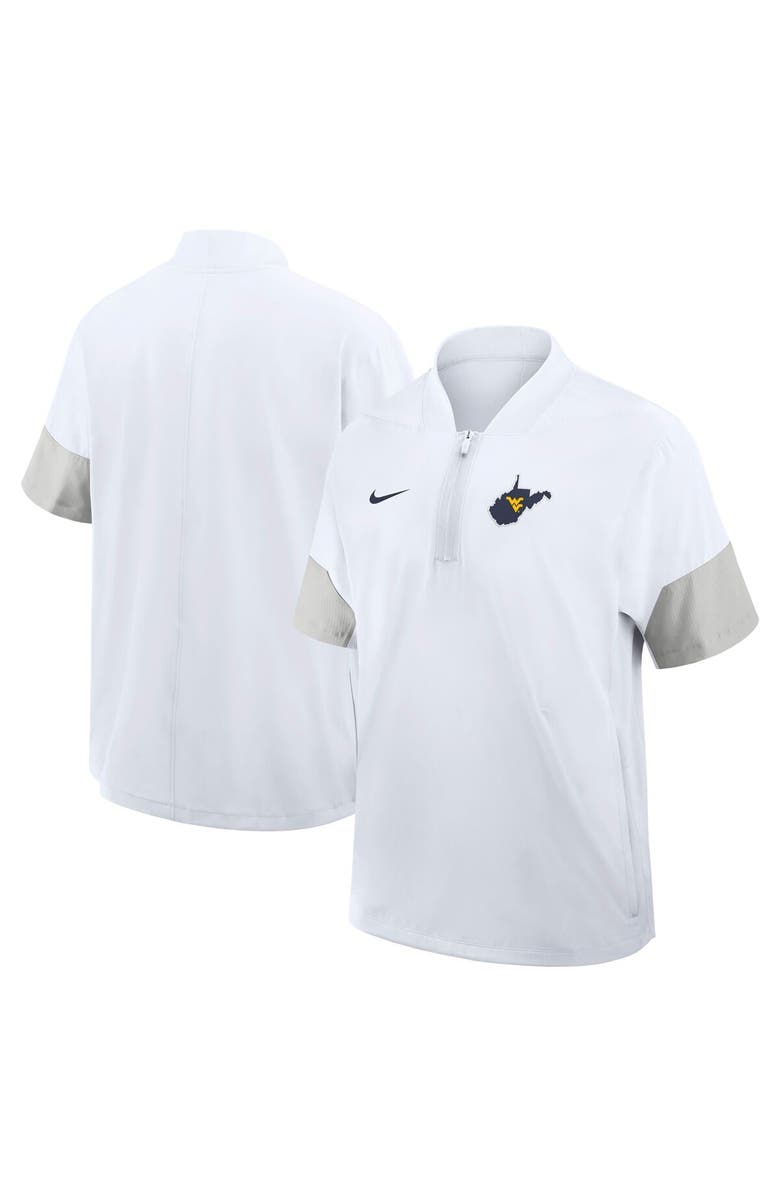 Nike Men's Nike White West Virginia Mountaineers 2025 Sideline Coaches Lightweight Short Sleeve Jacket, Alternate, color, White