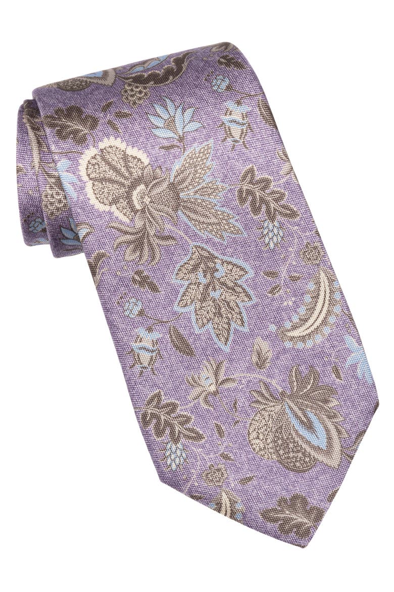 Medici - Printed Silk Tie for Men, Main, color, Lavender