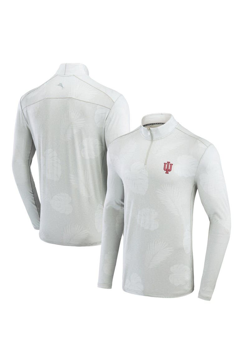Men's Tommy Bahama Gray Indiana Hoosiers Delray Frond IslandZone Half-Zip Jacket, Alternate, color, Gray