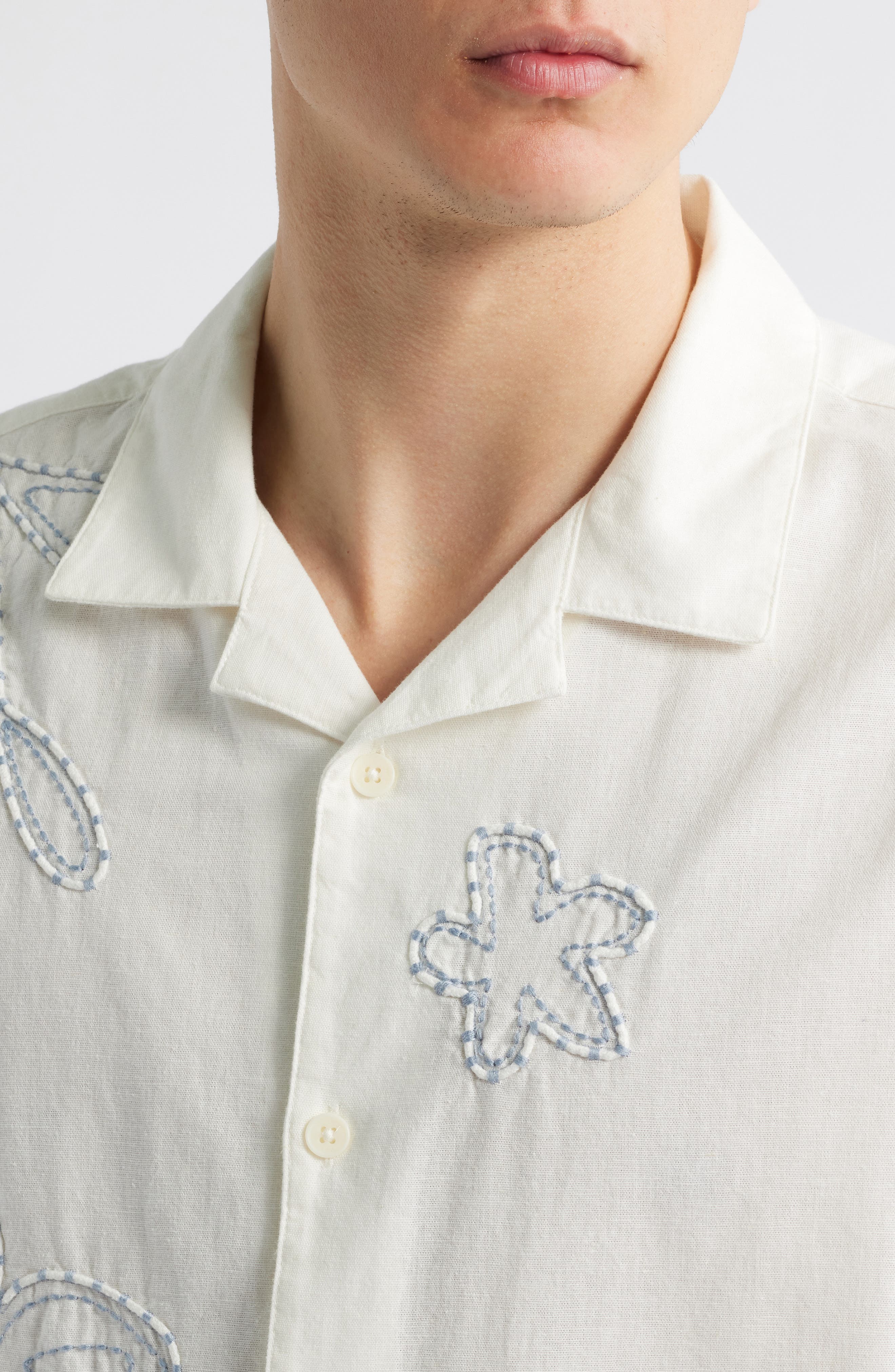 Didcot Embroidered Cotton & Linen Camp Shirt