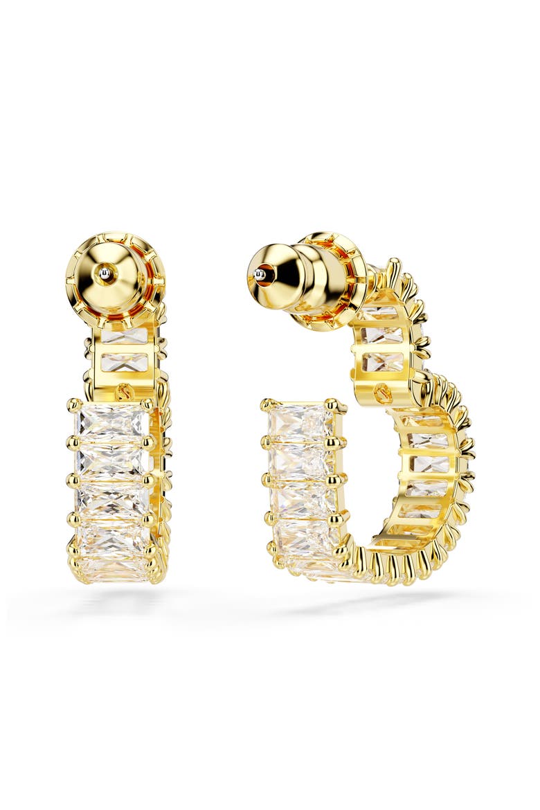 Matrix Crystal Heart Hoop Earrings, Alternate, color, WHITE/ GOLD