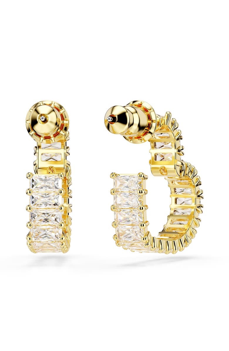 Swarovski Matrix Crystal Heart Hoop Earrings, Alternate, color, White/ Gold